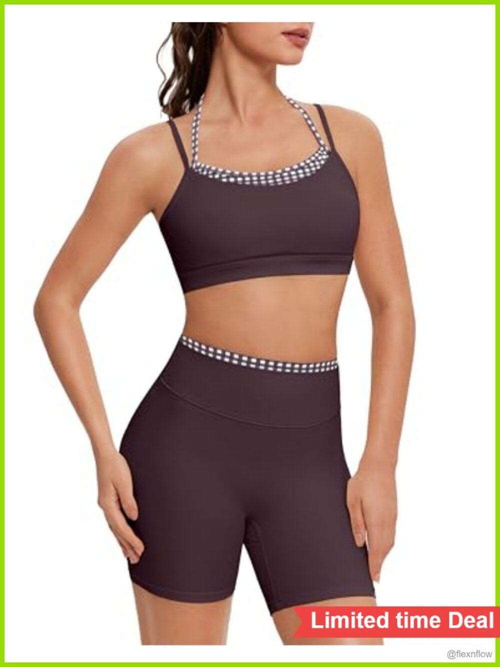 Women's 2-Piece Workout Set Halter Sports Bra & Biker Shorts
